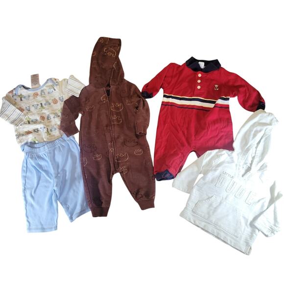 Lot of 5 Baby Boy Clothes 6 Months Carter's and Vitamins Rompers, Hoodie, Pants - Picture 16 of 16